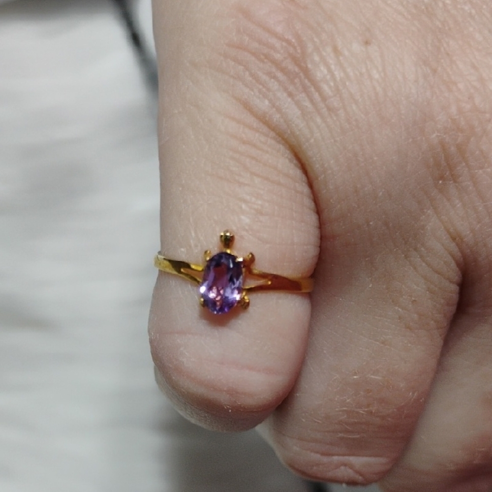 SALE! 10kt Solid Gold & 0.70 CTS Amethyst Stunning Turtle Ring - Picture 8 of 15